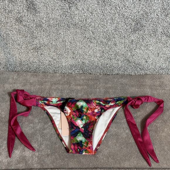 Boho Y2K Bikini Swim Bottom 4 Adjustable Tie Side Beach Luxury Abstract Festival - Picture 2 of 9